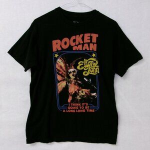 Elton John Rocket Man Black T-Shirt Men's‎ Medium